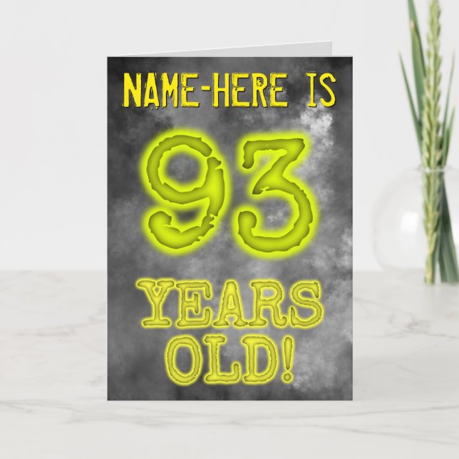 Carte Aura éffrayante brillante Look "93 ANS !" + Nom (Devant)