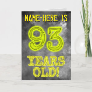 Carte Aura éffrayante brillante Look "93 ANS !" + Nom