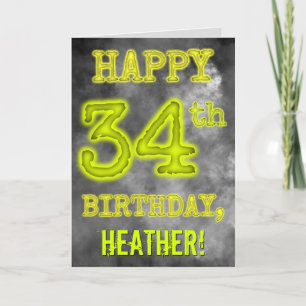 Carte Aura éffrayante Lumineuse "HEUREUX 34ème anniversa
