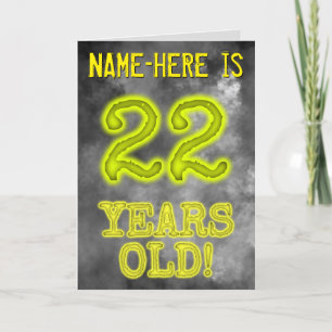 Carte Aura éffrayante Lumineuse Look "22 ANS !" + Nom