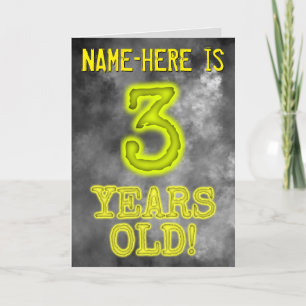 Carte Aura éffrayante Lumineuse Look "3 ans!" + Nom