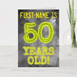 Carte Aura éffrayante Lumineuse Look "50 ANS !" + Nom