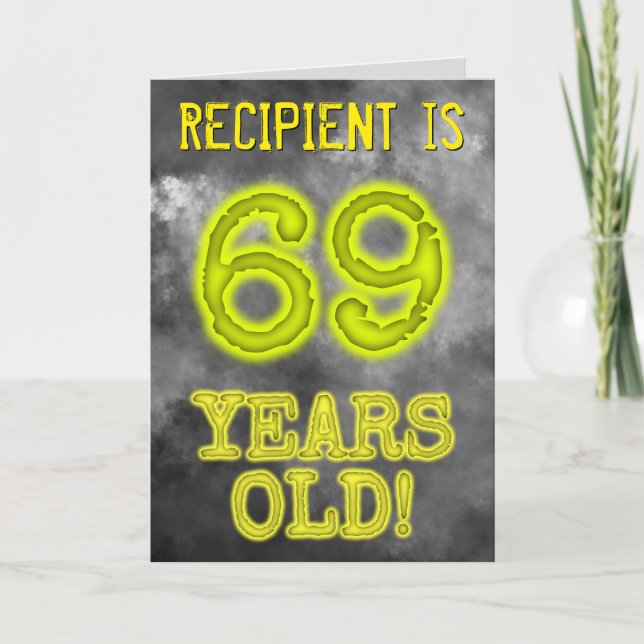 Carte Aura éffrayante Lumineuse Look "69 ANS !" + Nom (Devant)