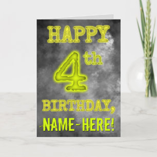 Carte Aura Lumineuse Effrayante "JOYEUX 4ème ANNIVERSAIR