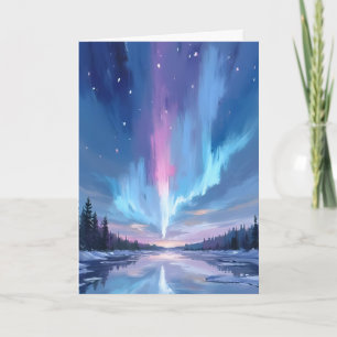 Carte Aurore Boréale Aquarelle Peinte Lumières du Nord