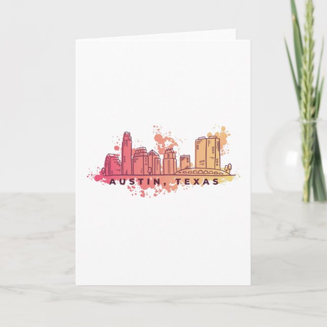 Carte Austin Texas Watercolor Skyline (Devant)