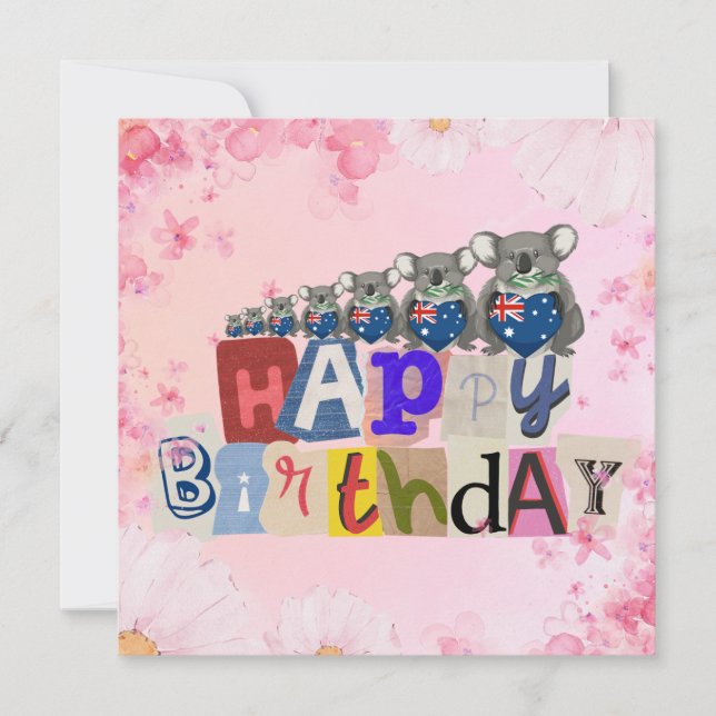 Carte Australian Koala Happy Birthday Card (Devant)