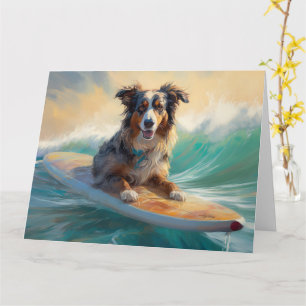 Carte Australian Shepherd Beach Surfing Peinture