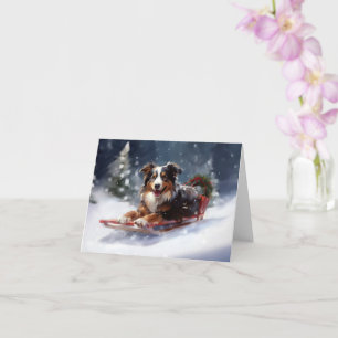 Carte Australian Shepherd hiver neige de Noël