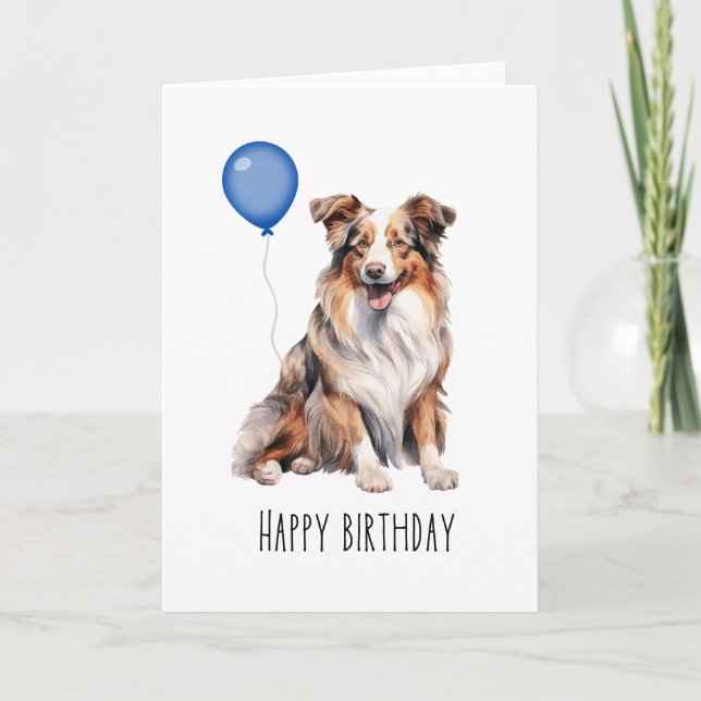 Carte Australian Shepherd Red Aussie Anniversaire (Devant)