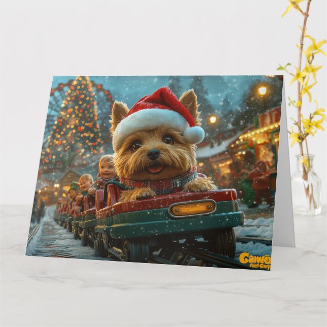 Carte Australie Terrier Dog Roller Dessous de verre Noël (Fleur jaune)