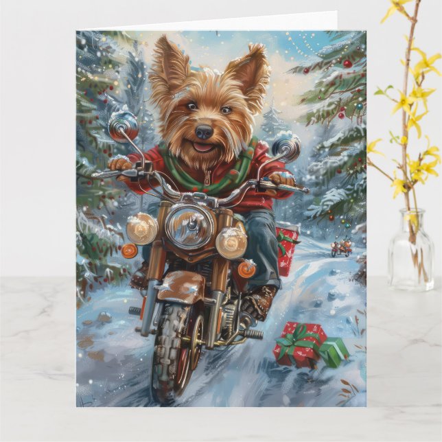 Carte Australie Terrier équitation moto Noël (Fleur jaune)