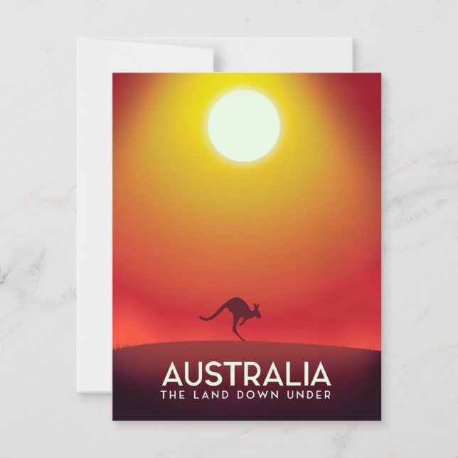 Carte Australie "The land down under" tirage de vacances (Devant)