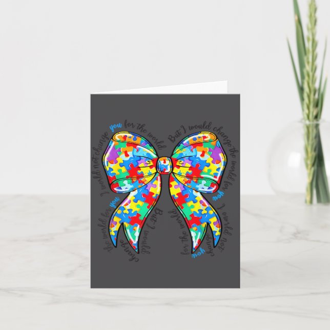 Carte Autism Coquette Bow Puzzle Autism Awareness Proud  (Devant)