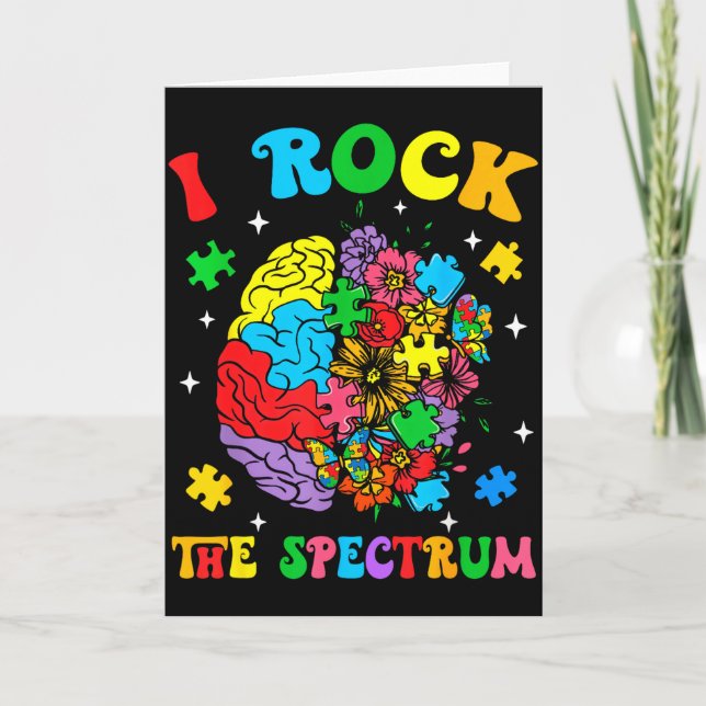 Carte Autism Floral Brain I Rock The Spectrum Awareness  (Devant)