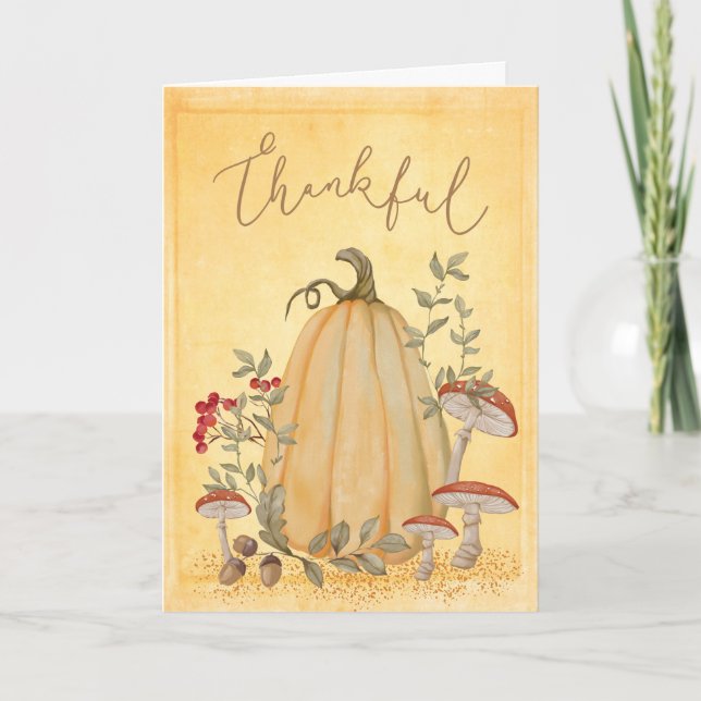 Carte Automne Automne Citrouille Floral Thanksgiving (Devant)