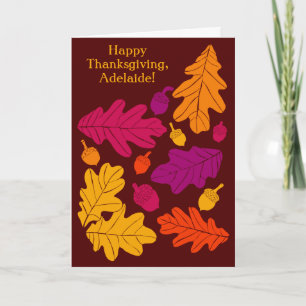 Carte Automne Chêne Feuilles et Acorns Message personnal