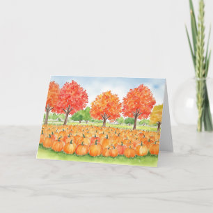 Carte Automne citrouille aquarelle Patch
