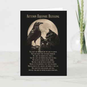 Carte Automne Equinox Mabon Bénédiction Corbeau et Chats