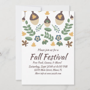 Carte Automne Festival Floral verdure Feuille Acorns