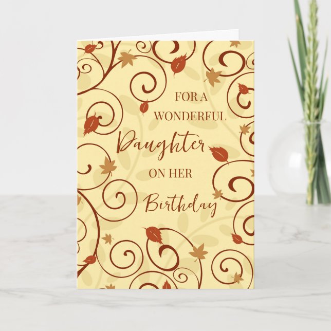 Carte Automne Feuilles Fille Anniversaire (Devant)