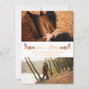 Carte Automne Mariage thématique personnalisé Script pho