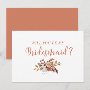 Carte Automne Terracotta Floral Bridesmaid Proposition