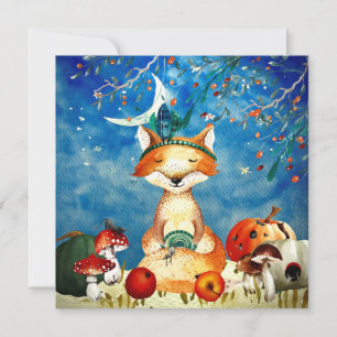 Carte Automne Woodland Friends Fox Forest Illustration