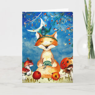 Carte Automne Woodland Friends Fox Forest Illustration