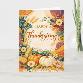 Carte Autumn Harvest Thanksgiving Pumpkin Illustration