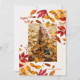 Carte Autumn Leaves Photo Frame Card Vertical