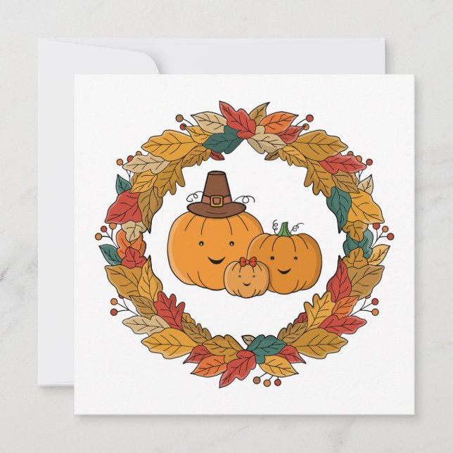 Carte Autumn Pumpkin Family Wreath (Devant)