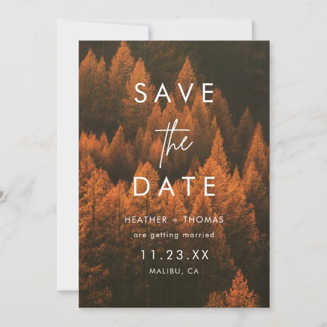 Carte Autumn Woods Minimalist Save the Date (Devant)