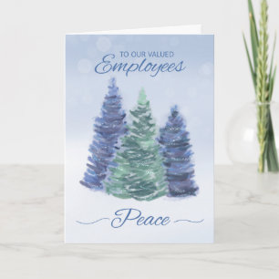 Carte Aux employés Vacances de paix avec arbres À feuill