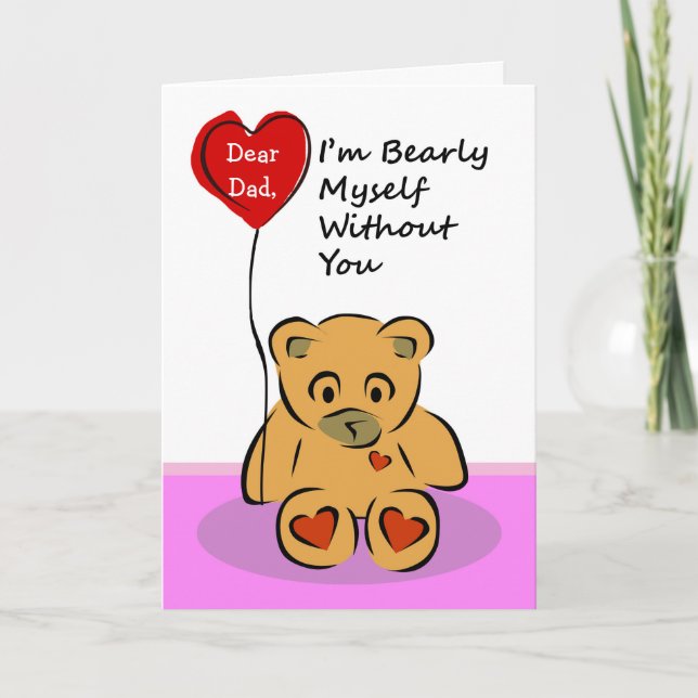 Carte Avant fait sur commande, manquant mon papa, Bearly (Devant)