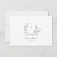 Carte avec détails de monogramme de fleurs sauvage