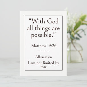 Carte Avec Dieu, tout est possible, Matthieu 19:26