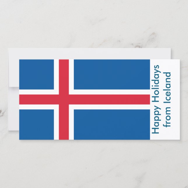 Carte avec drapeau de l'Islande, Joyeuses Fêtes (Devant)