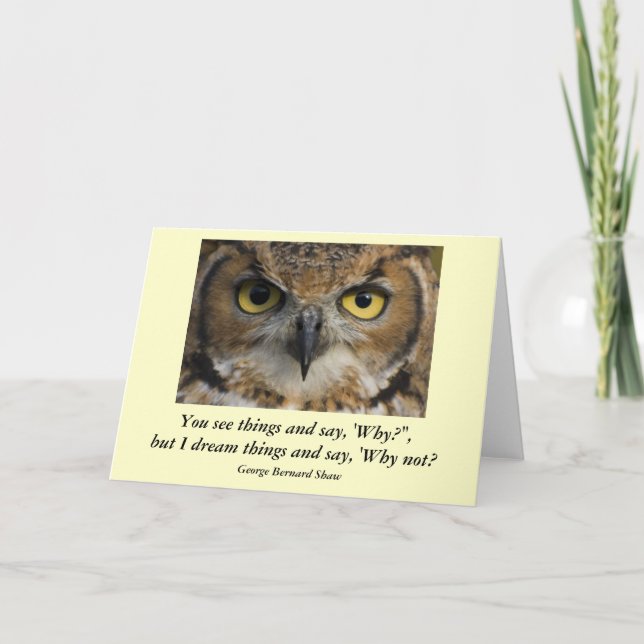 Carte avec la citation - yeux de hiboux (Devant)