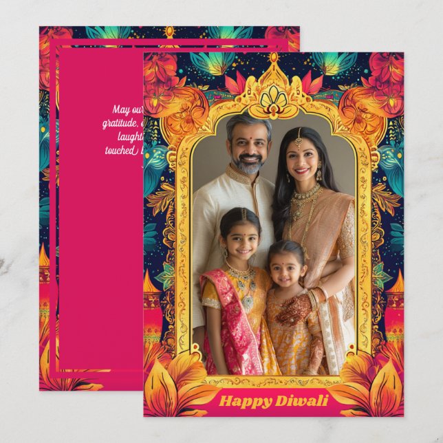Carte Avec la photo Diwali Splendor (Devant / Derrière)