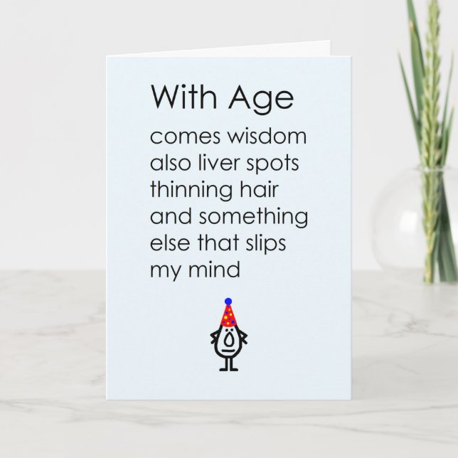 Carte Avec L'Âge Un Poème D'Anniversaire Drôle (Devant)