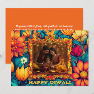 Carte Avec photo et texte personnalisé Happy Diwali