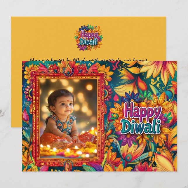 Carte Avec Photo Happy Diwali (Devant / Derrière)