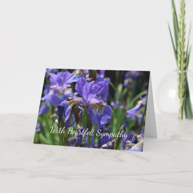 Carte Avec Sympathie du Coeur Irises fleurs (Devant)