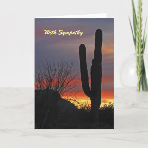 Carte Avec sympathie, Saguaro Cactus au coucher du solei