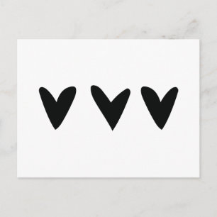 Carte avec trois coeurs noirs mignons