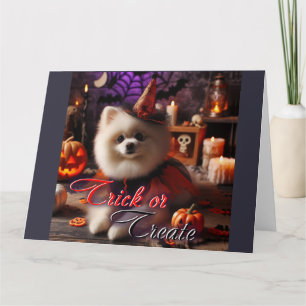 Carte avec une impression d'un Pomeran blanc