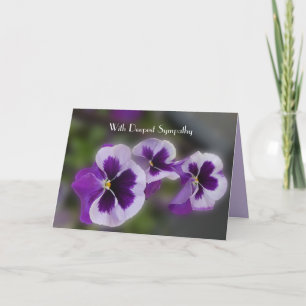 Carte Avec Une Sympathie Profonde, Fleurs Violettes Salu