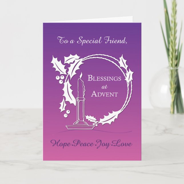 Carte Avent to Friend Blessures Wreath Candle Purple (Devant)