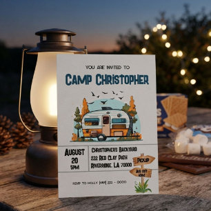 Carte Aventure de camping d'anniversaire pour garçons
